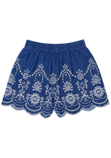 Shorts bambina blu in cotone denim MC2 SAINT BARTH | 00473L/DEBBLU